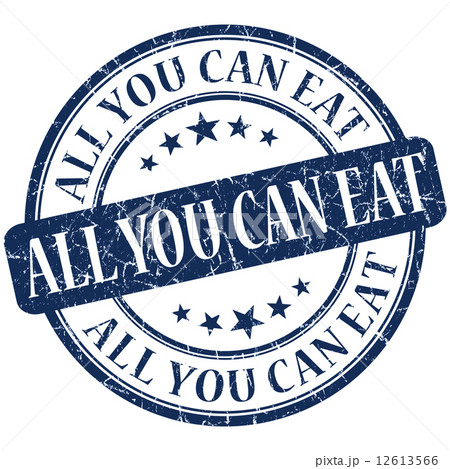 All you can eat grunge blue round stamp 12613566