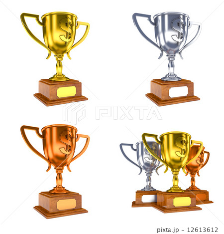 Contest Concepts - Colorful Trophy Cups of 3D Illustrations. Contest Concepts - Colorful Trophy Cups of 3D Illustrations. 12613612