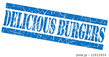Delicious burgers grunge blue stamp 12613954