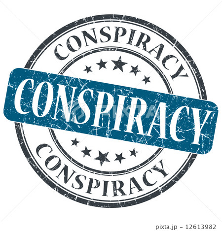 Conspiracy blue grunge round stamp on white background 12613982