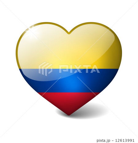 Colombia 3d glass heart with realistic shadow isolated on white 12613991