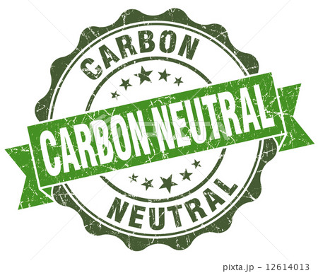 Carbon neutral green grunge retro vintage isolated seal 12614013