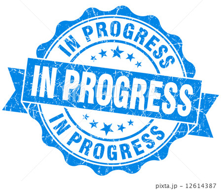 In progress blue grunge seal isolated on white background 12614387