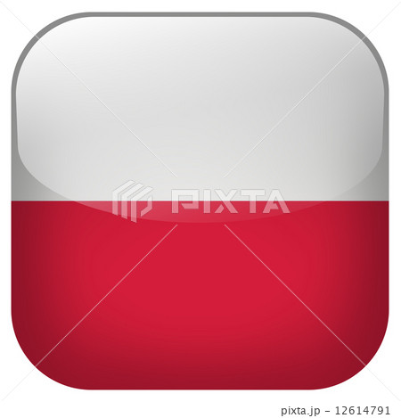 Poland national flag square button isolated on white background 12614791