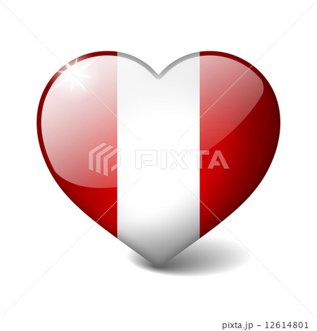 Peru 3d glass heart with realistic shadow isolated on white 12614801