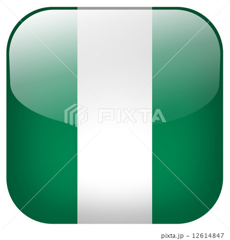 Nigeria national flag square button isolated on white background 12614847
