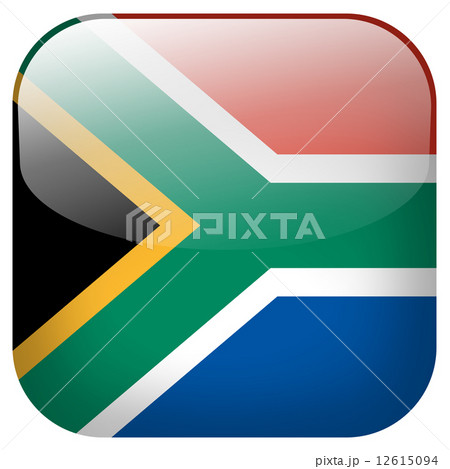 South Africa national flag square button isolated on white background 12615094