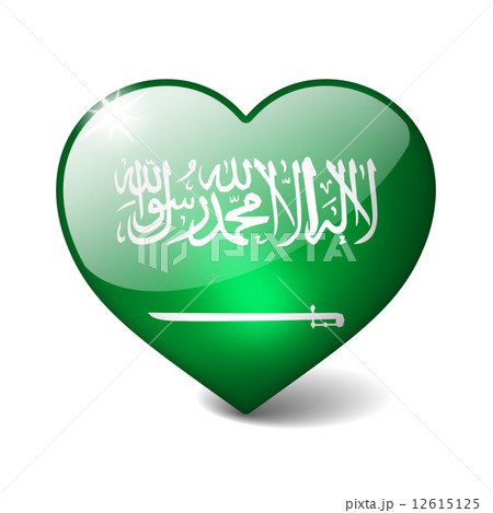 Saudi Arabia 3d glass heart with realistic shadow isolated on white Saudi Arabia 3d glass heart with realistic shadow isolated on white 12615125