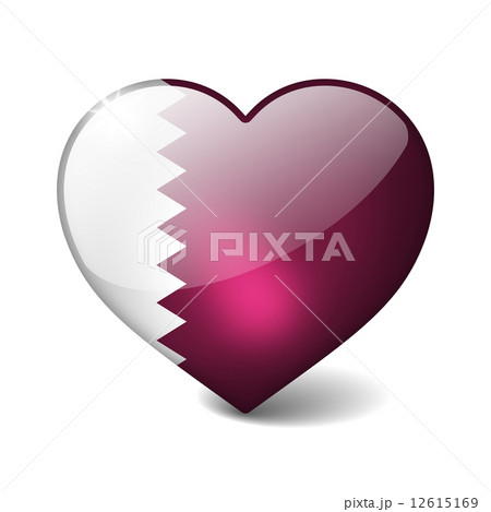 Qatar 3d glass heart with realistic shadow isolated on white 12615169