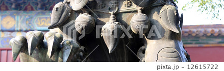 Bronze Guardian Lion Statue in Yonghe Temple (Lama Temple) in Beijing, China Bronze Guardian Lion Statue in Yonghe Temple (Lama Temple) in Beijing, China 12615722