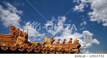 Roof decorations in Yonghe Temple (Lama Temple) in Beijing, China 12615732
