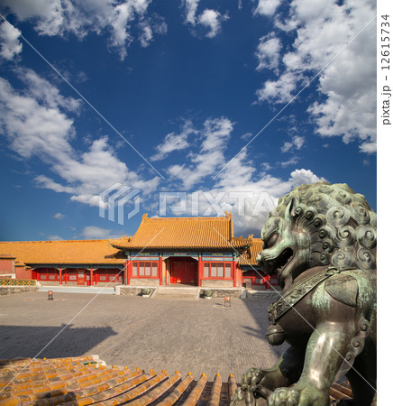 Bronze Guardian Lion Statue in the Forbidden City, Beijing, China Bronze Guardian Lion Statue in the Forbidden City, Beijing, China 12615734