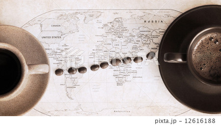artwork  in retro style,  coffee around the world 12616188