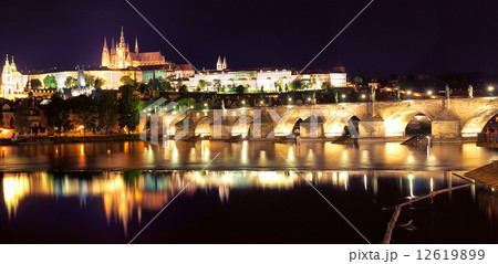 View of Prague castle and Charles Bridge at the night View of Prague castle and Charles Bridge at the night 12619899