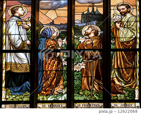 stained glass window in old church two angel woman stained glass window in old church two angel woman 12622068
