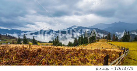 global warming. mountain landscape. Clouds and fog global warming. mountain landscape. Clouds and fog 12623779