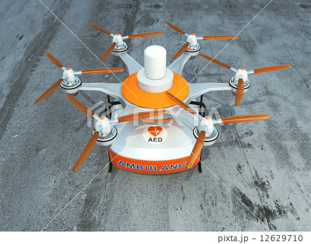 AED装置が装備されている無人航空機ドローン 12629710