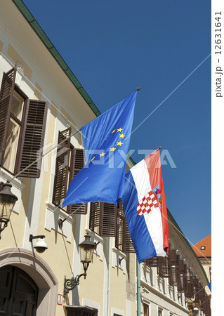 Flags of European Union and Croatia 12631641
