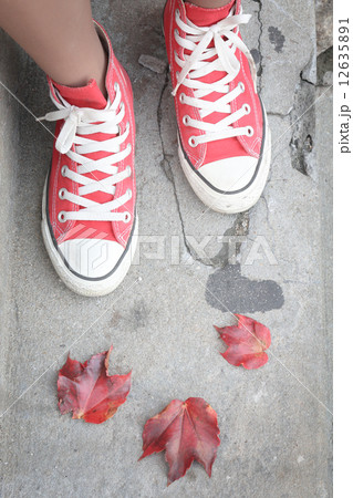 Red shoes with red leaves 12635891