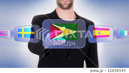 Hand pushing on a touch screen interface 12636545