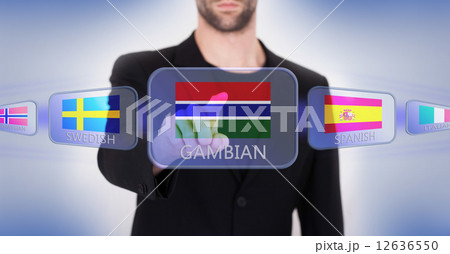 Hand pushing on a touch screen interface 12636550