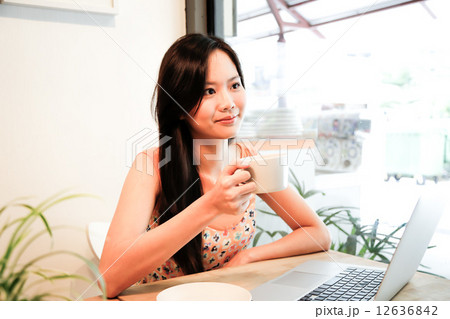 Cafe with two girls Cafe with two girls 12636842