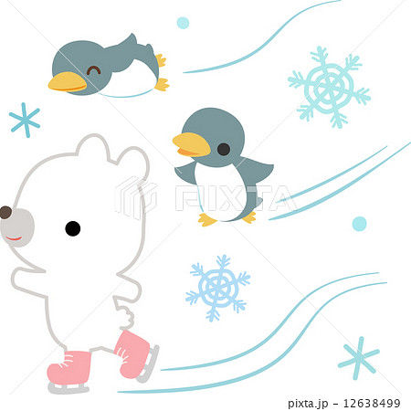 スケートするシロクマとペンギンのイラスト素材 12638499 Pixta
