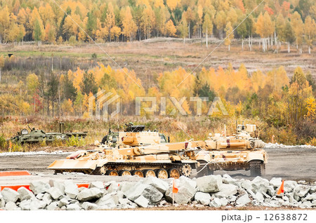 Armoured recovery vehicle BREM-1M in action 12638872