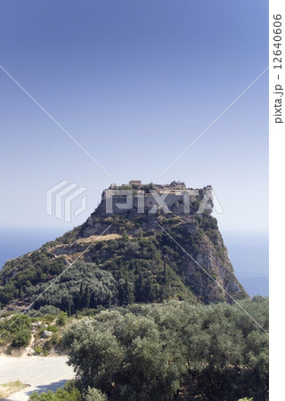 Angelokastro castle with olive trees in front, Corfu, Greece 12640606
