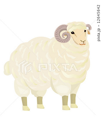 羊のイラスト 角付きのイラスト素材