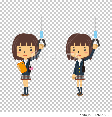 高校生　電車　通学　女子高生　 12645892