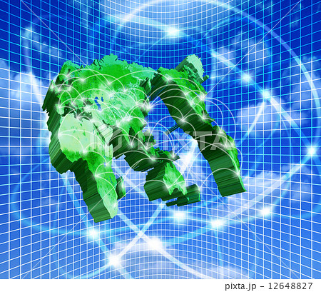 インターネット空間の光回線と世界地図 12648827