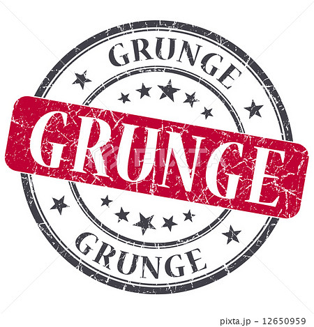 Grunge red round grungy stamp isolated on white background 12650959