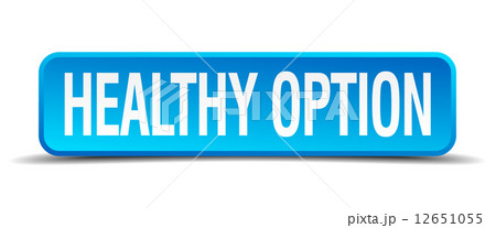 healthy option blue 3d realistic square isolated button healthy option blue 3d realistic square isolated button 12651055
