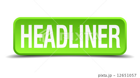 Headliner green 3d realistic square isolated button Headliner green 3d realistic square isolated button 12651057