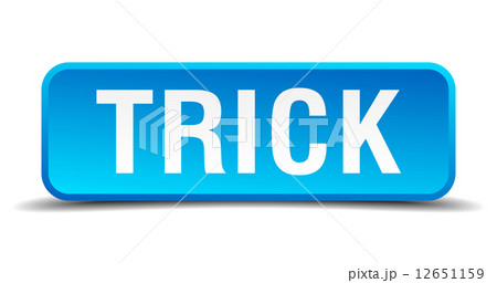 Trick blue 3d realistic square isolated button 12651159