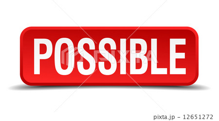 Possible red 3d square button isolated on white 12651272