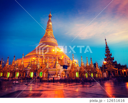 Shwedagon pagoda in the evening Shwedagon pagoda in the evening 12651616