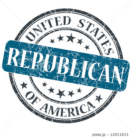 Republican blue round grungy stamp isolated on white background 12651631