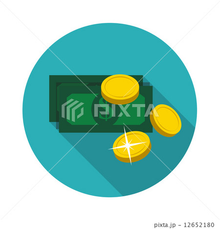 Flat Design Concept Vector Coin with Crown Illustration With Long Shadow 12652180