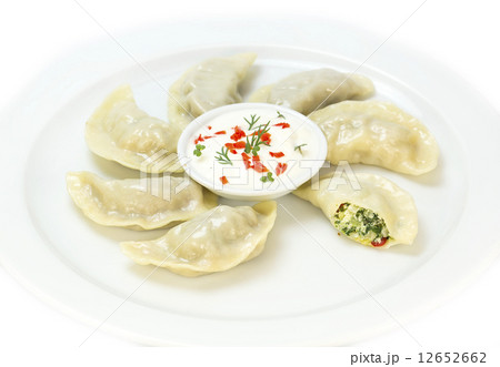Nepalese food momo on a white background in the restaurant 12652662