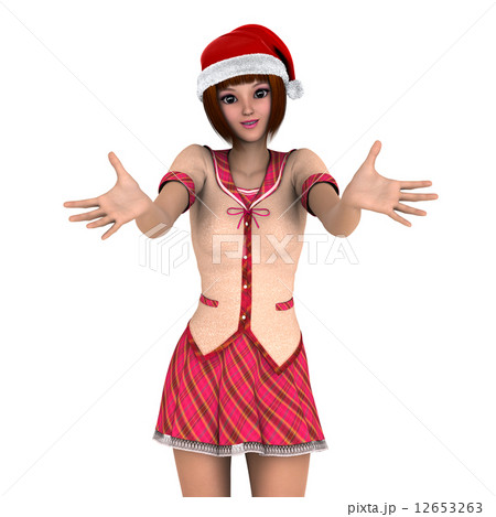 サンタクロース帽子の女性 12653263