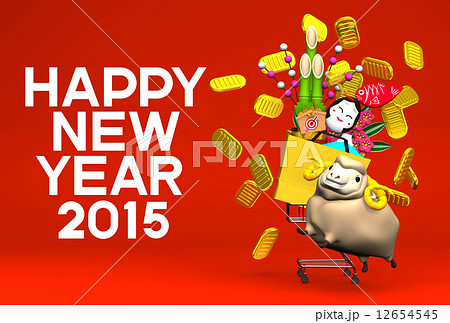 Sheep, New Year's Ornaments, Shopping Cart, Greeting On Red Sheep, New Year's Ornaments, Shopping Cart, Greeting On Red 12654545