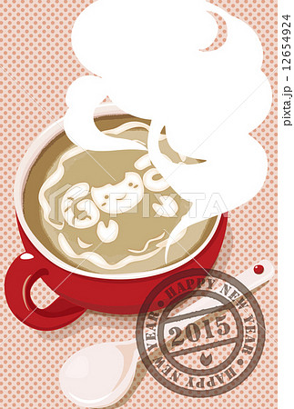 ラテアートのフレーム年賀状 ピンク ラテアートのフレーム年賀状 ピンク 12654924