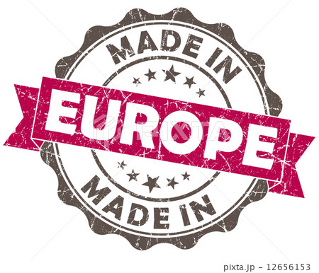 made in europe pink grunge seal isolated on white background 12656153