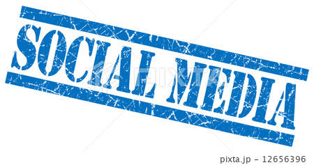 social media blue square grunge textured isolated stamp 12656396