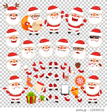 Set of Cartoon Santa Claus for Your Christmas Design or Animation Set of Cartoon Santa Claus for Your Christmas Design or Animation 12656532
