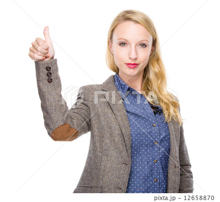 Caucasian woman with thumb up Caucasian woman with thumb up 12658870