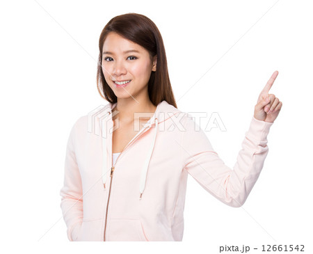 Woman with finger point up Woman with finger point up 12661542