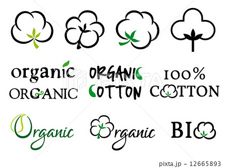 Organic Cotton Symbols Vector Setのイラスト素材